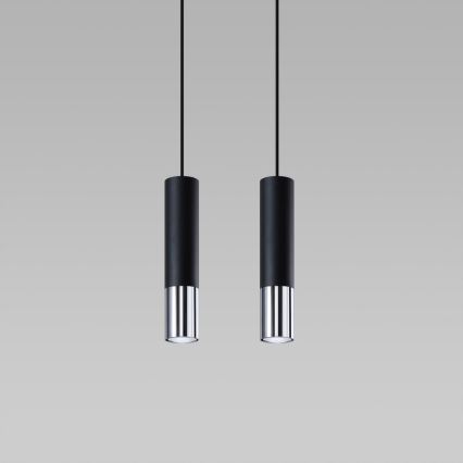 Luster na sajli LOOPEZ 2xGU10/10W/230V crna/sjajni krom