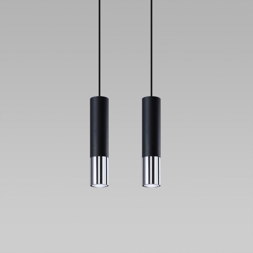 Luster na sajli LOOPEZ 2xGU10/10W/230V crna/sjajni krom