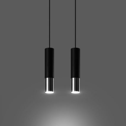 Luster na sajli LOOPEZ 2xGU10/10W/230V crna/sjajni krom