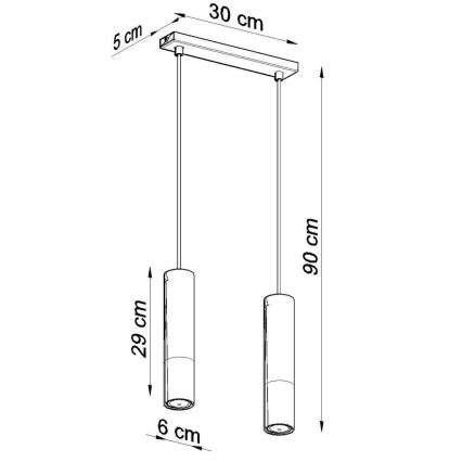 Luster na sajli LOOPEZ 2xGU10/40W/230V crna/krom