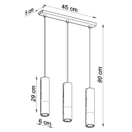 Luster na sajli LOOPEZ 3xGU10/10W/230V crna/sjajni krom