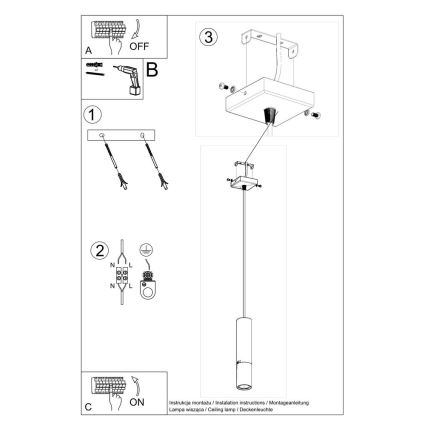 Luster na sajli LOOPEZ 1xGU10/10W/230V crna/bakar