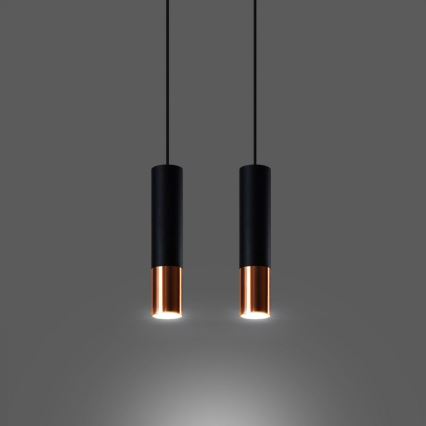 Luster na sajli LOOPEZ 2xGU10/10W/230V crna/bakar