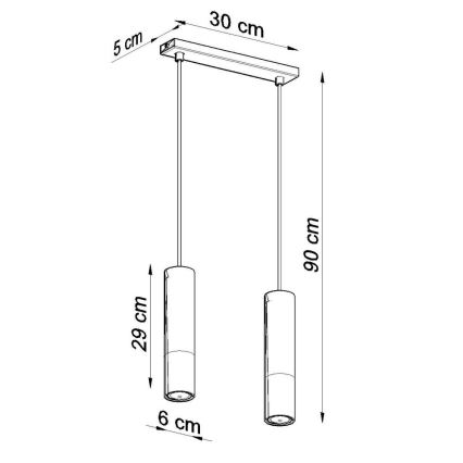 Luster na sajli LOOPEZ 2xGU10/10W/230V crna/bakar