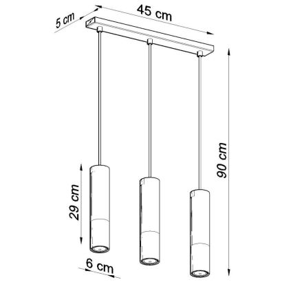 Luster na sajli LOOPEZ 3xGU10/10W/230V crna/bakar