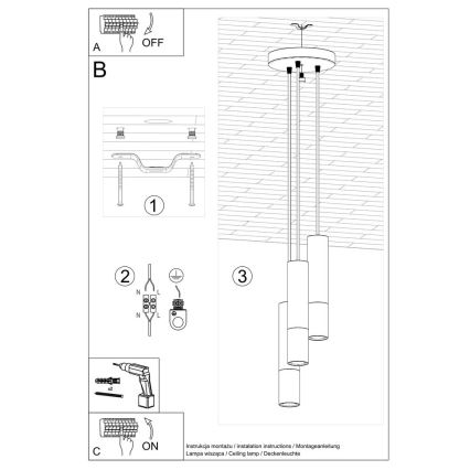 Luster na sajli LOOPEZ 3xGU10/10W/230V okrugli crna/bakar