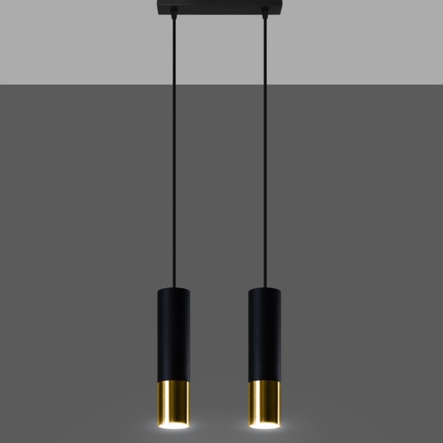 Luster na sajli LOOPEZ 2xGU10/10W/230V crna/zlatna