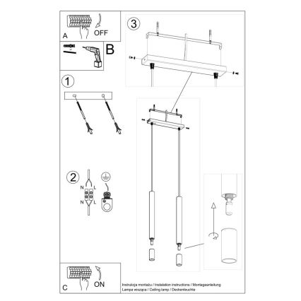 Luster na sajli VIZIER 2xG9/40W/230V crna