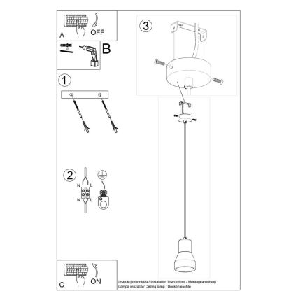 Luster na sajli QUBIC 1xE27/60W/230V beton/breza/bukva/crna