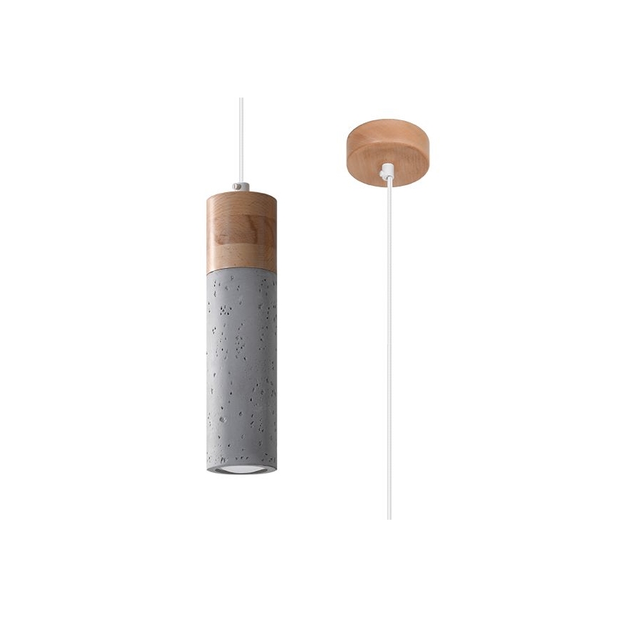 Luster na sajli ZANE 1xGU10/40W/230V beton/breza/bukva