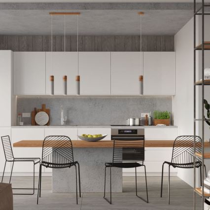 Luster na sajli ZANE 2xGU10/40W/230V beton/breza/bukva