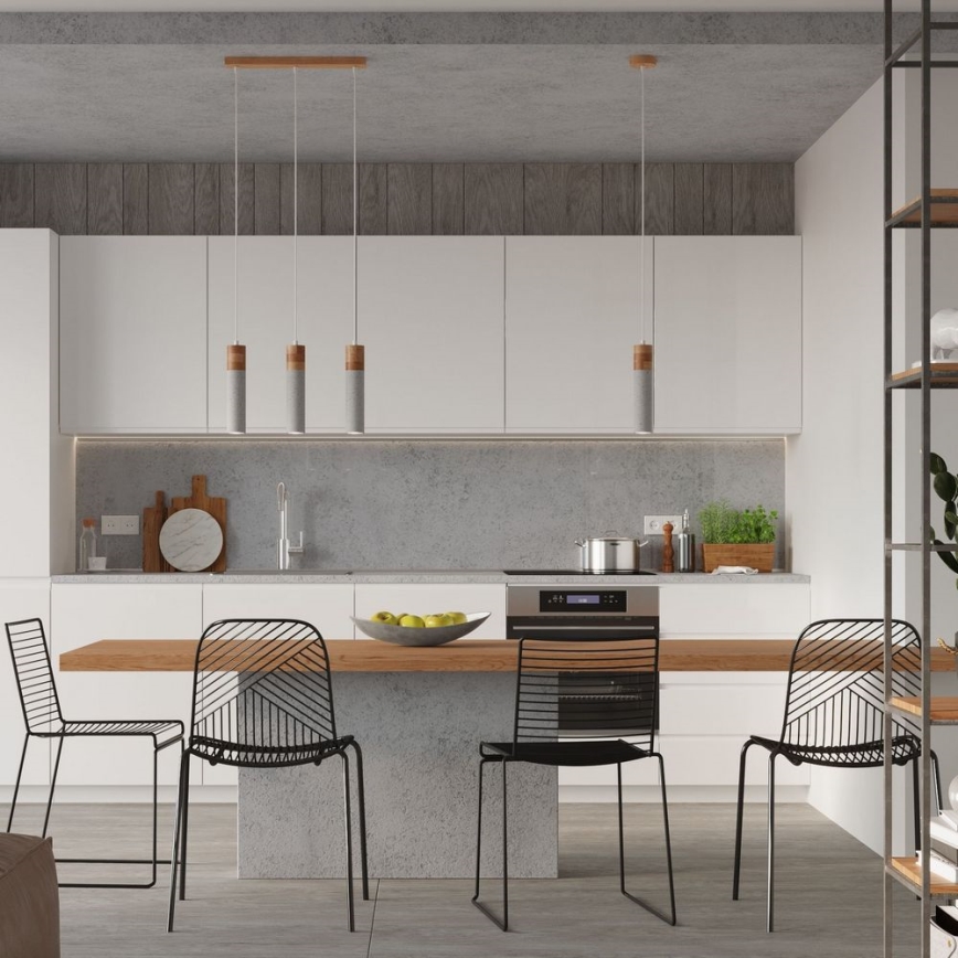 Luster na sajli ZANE 2xGU10/40W/230V beton/breza/bukva
