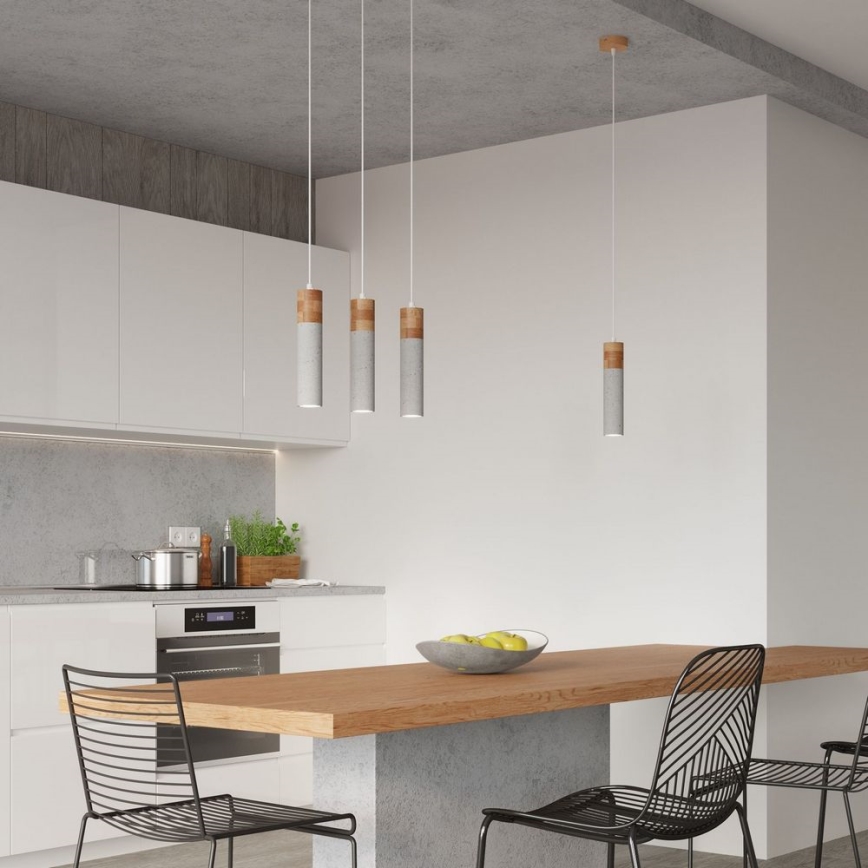 Luster na sajli ZANE 2xGU10/40W/230V beton/breza/bukva