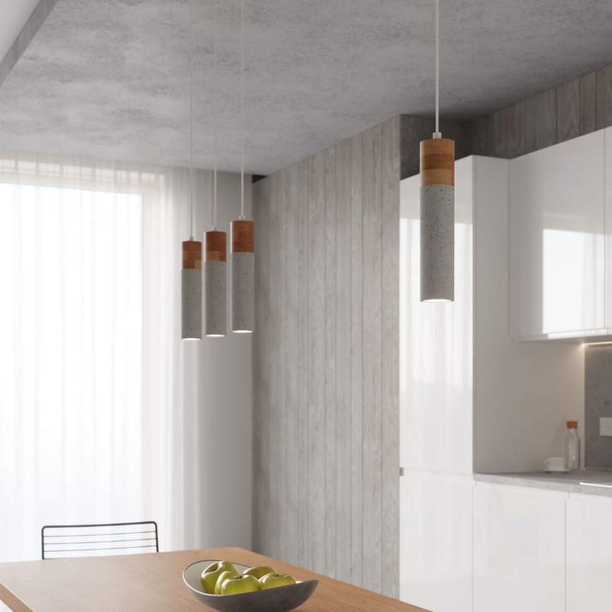 Luster na sajli ZANE 2xGU10/40W/230V beton/breza/bukva