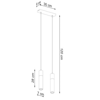 Luster na sajli ZANE 2xGU10/40W/230V beton/breza/bukva