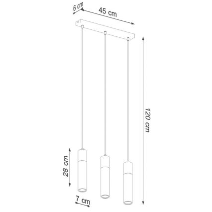 Luster na sajli ZANE 3xGU10/40W/230V beton/breza/bukva