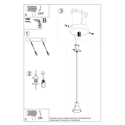 Luster na sajli TALEJA 1xE27/60W/230V crna