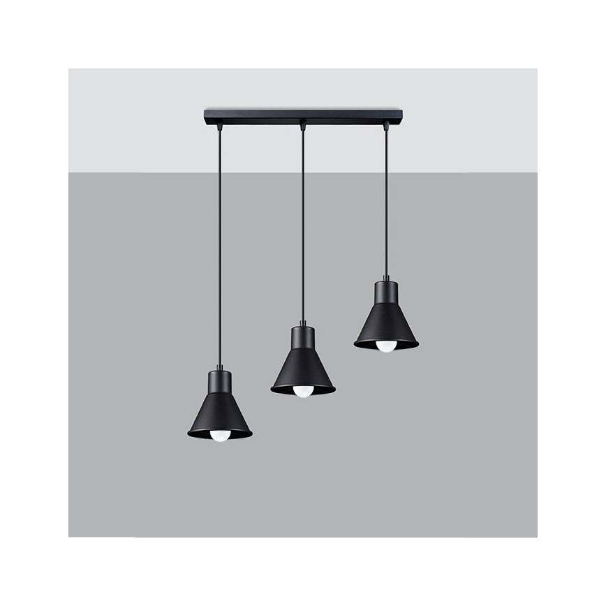Luster na sajli TALEJA 3xE27/60W/230V crna