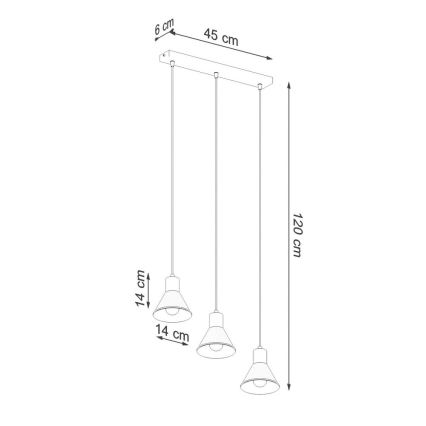 Luster na sajli TALEJA 3xE27/60W/230V crna