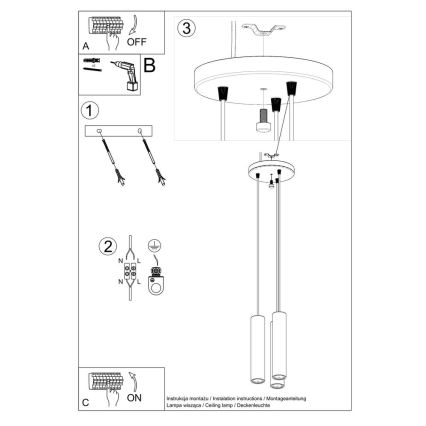 Luster na sajli LINO 3xGU10/40W/230V bukva