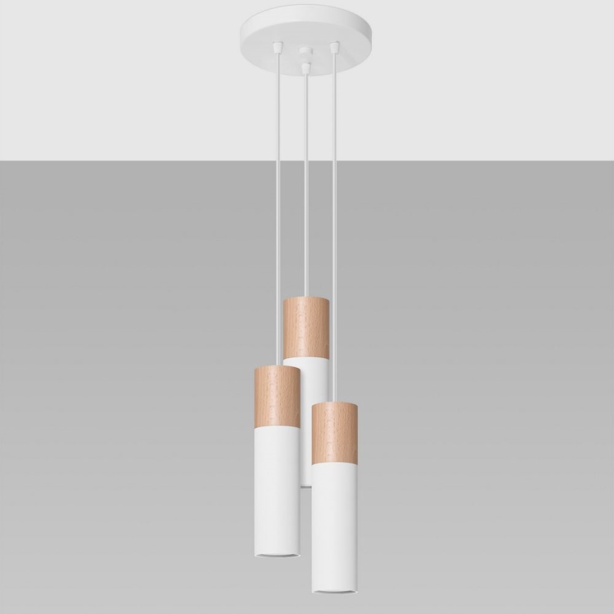 Luster na sajli PABLO 3xGU10/40W/230V bijela/bukva