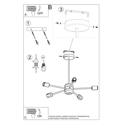 Viseći luster LANGO 5xE27/60W/230V crna