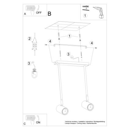 Viseći luster NORANO 2xGU10/40W/230V crna