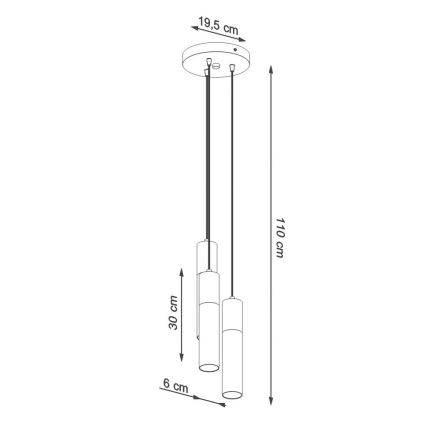 Luster na sajli BORGIO 3xGU10/40W/230V beton/metal bijela