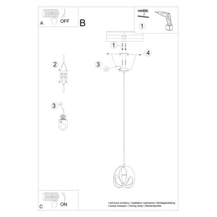 Luster na sajli TULOS 1xE27/60W/230V bijela