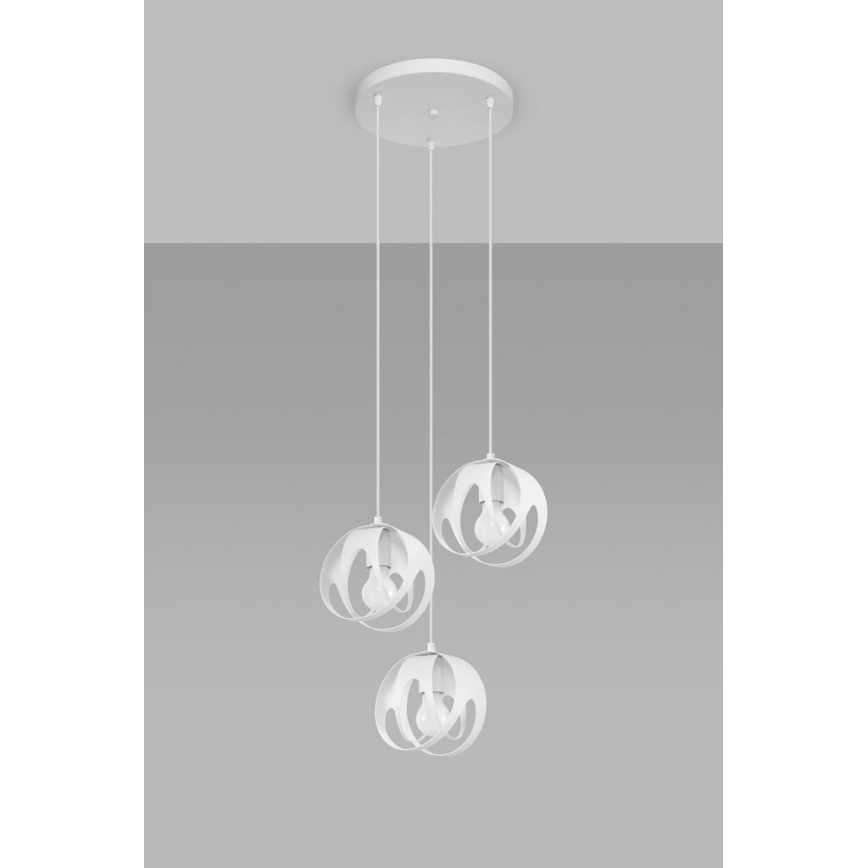 Luster na sajli TULOS 3xE27/60W/230V bijela