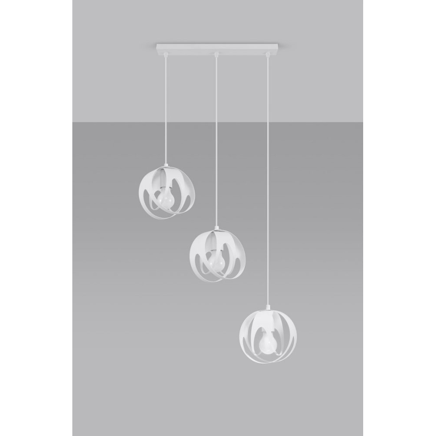 Luster na sajli TULOS 3xE27/60W/230V bijela