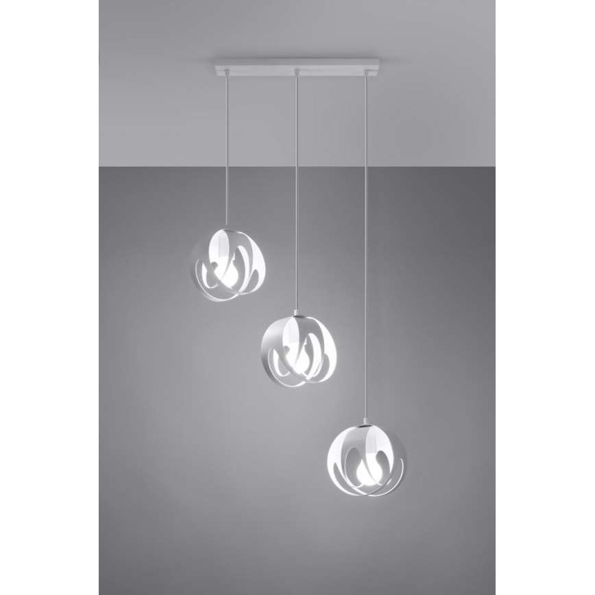 Luster na sajli TULOS 3xE27/60W/230V bijela