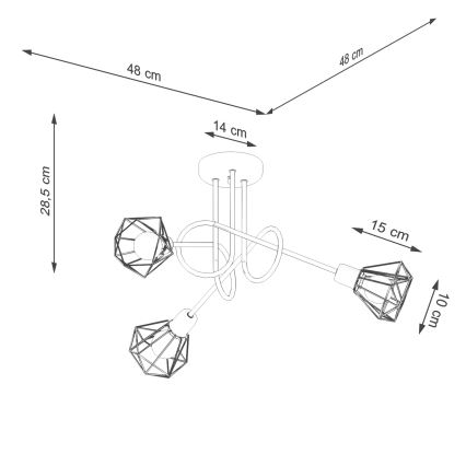 Viseći luster ARTEMIS 3xE14/40W/230V crna