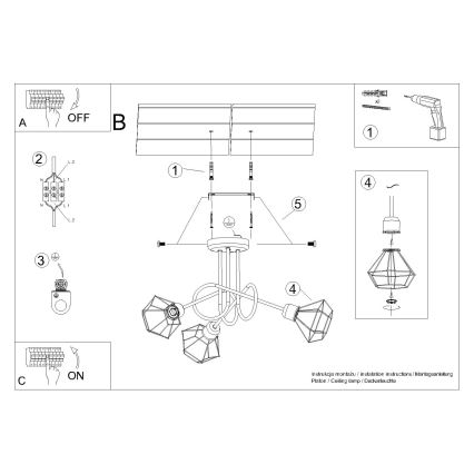 Viseći luster ARTEMIS 3xE14/40W/230V crna