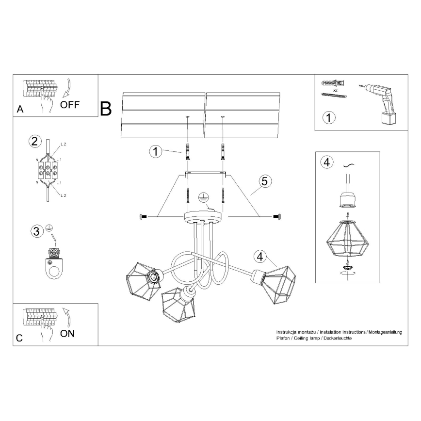 Viseći luster ARTEMIS 3xE14/40W/230V crna