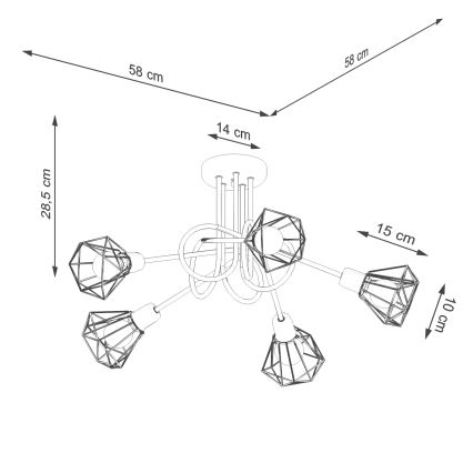 Viseći luster ARTEMIS 5xE14/40W/230V crna