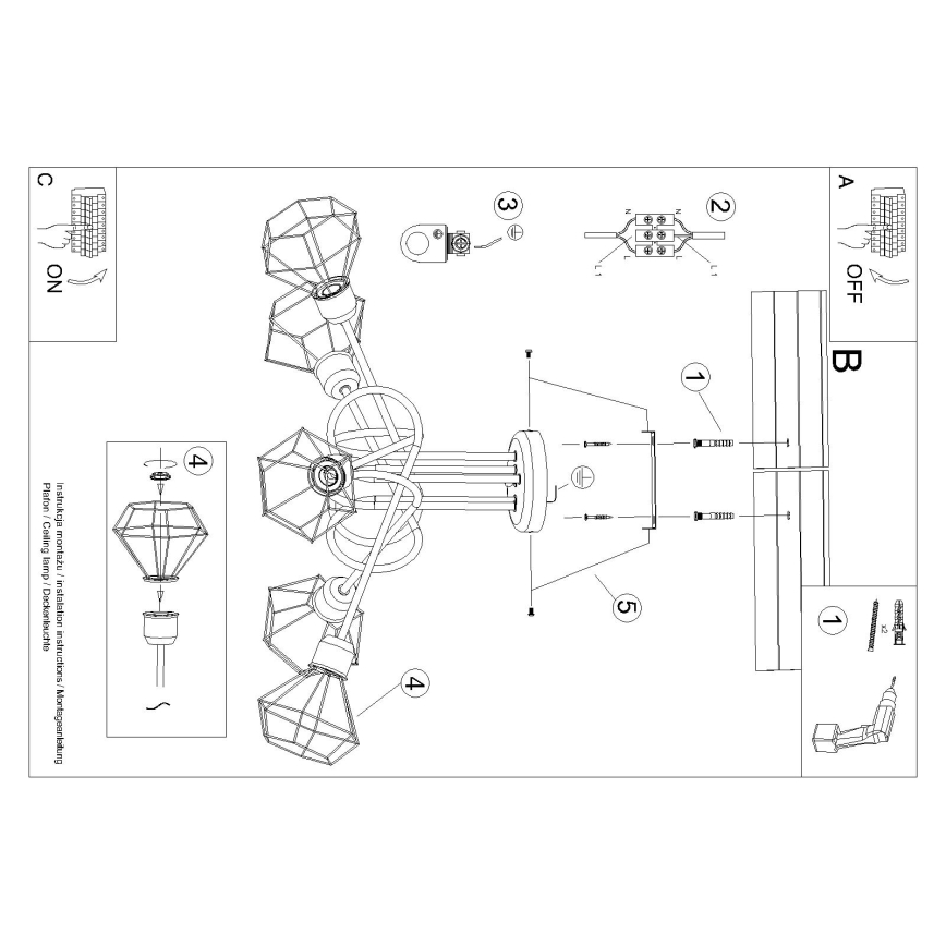 Viseći luster ARTEMIS 5xE14/40W/230V crna