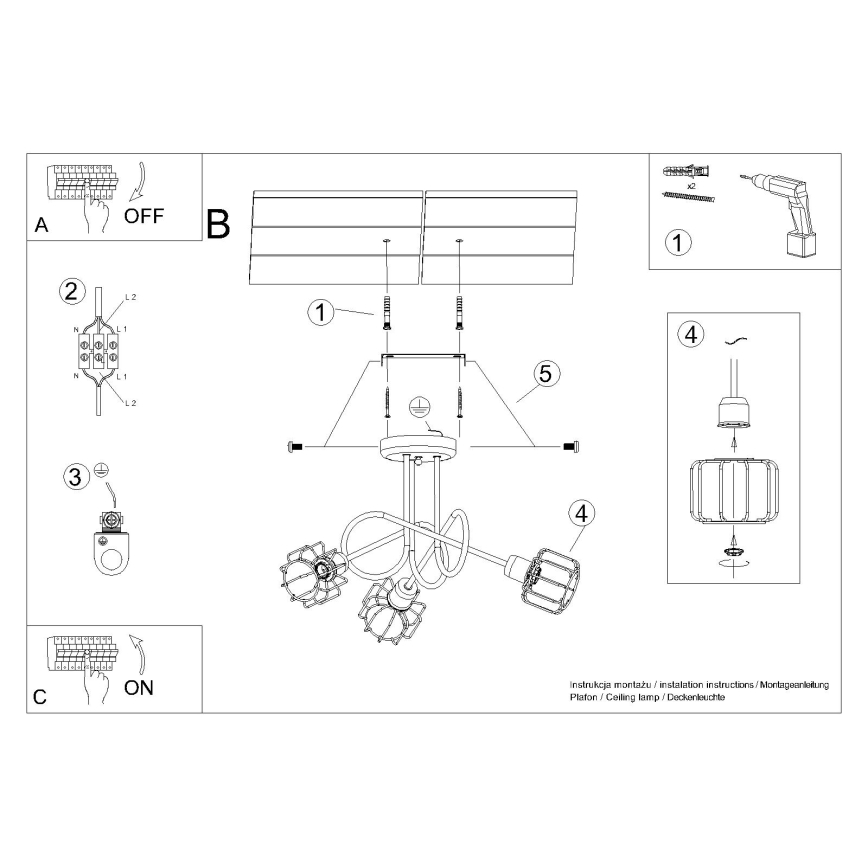 Viseći luster BELUCI 3xE14/40W/230V crna
