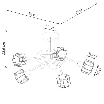 Viseći luster BELUCI 5xE14/40W/230V crna