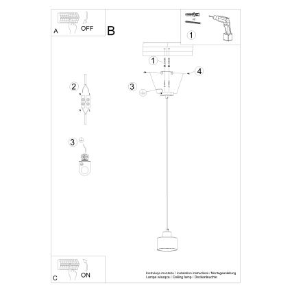 Luster na sajli SAVAR 1xE27/60W/230V crna