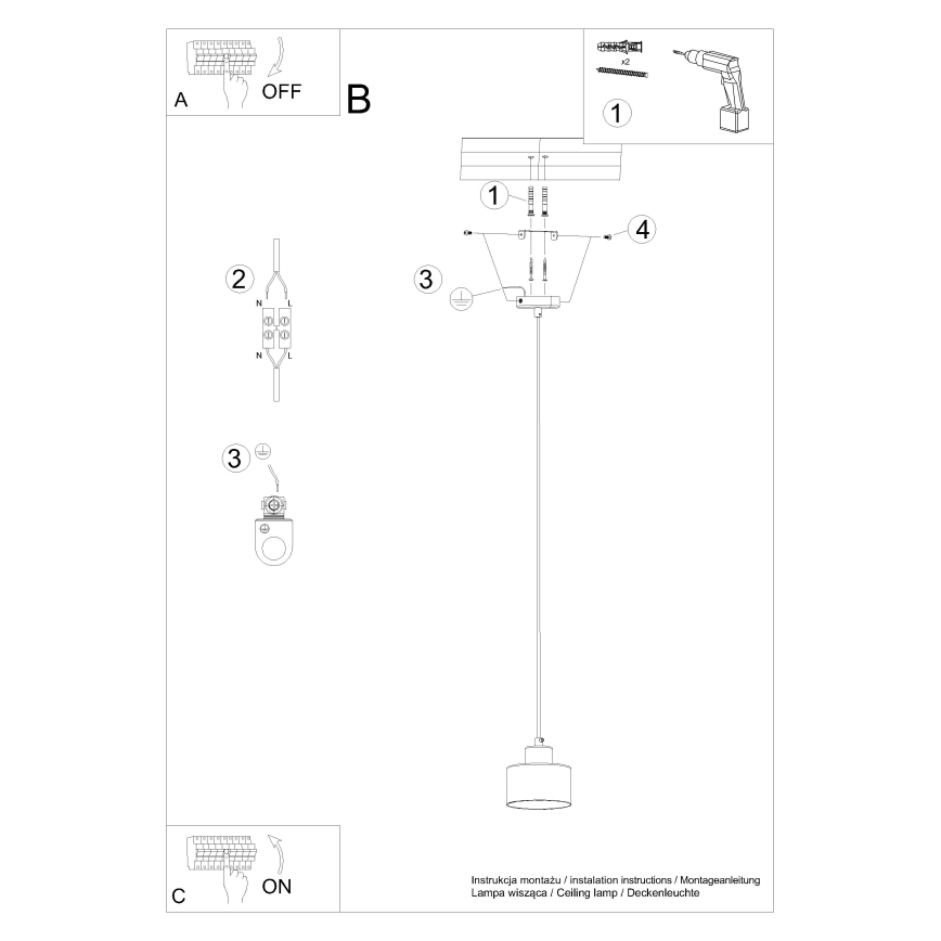 Luster na sajli SAVAR 1xE27/60W/230V crna