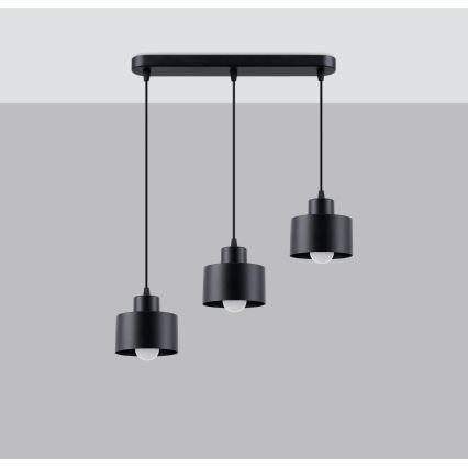 Luster na sajli SAVAR 3xE27/60W/230V crna