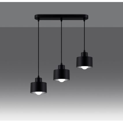 Luster na sajli SAVAR 3xE27/60W/230V crna