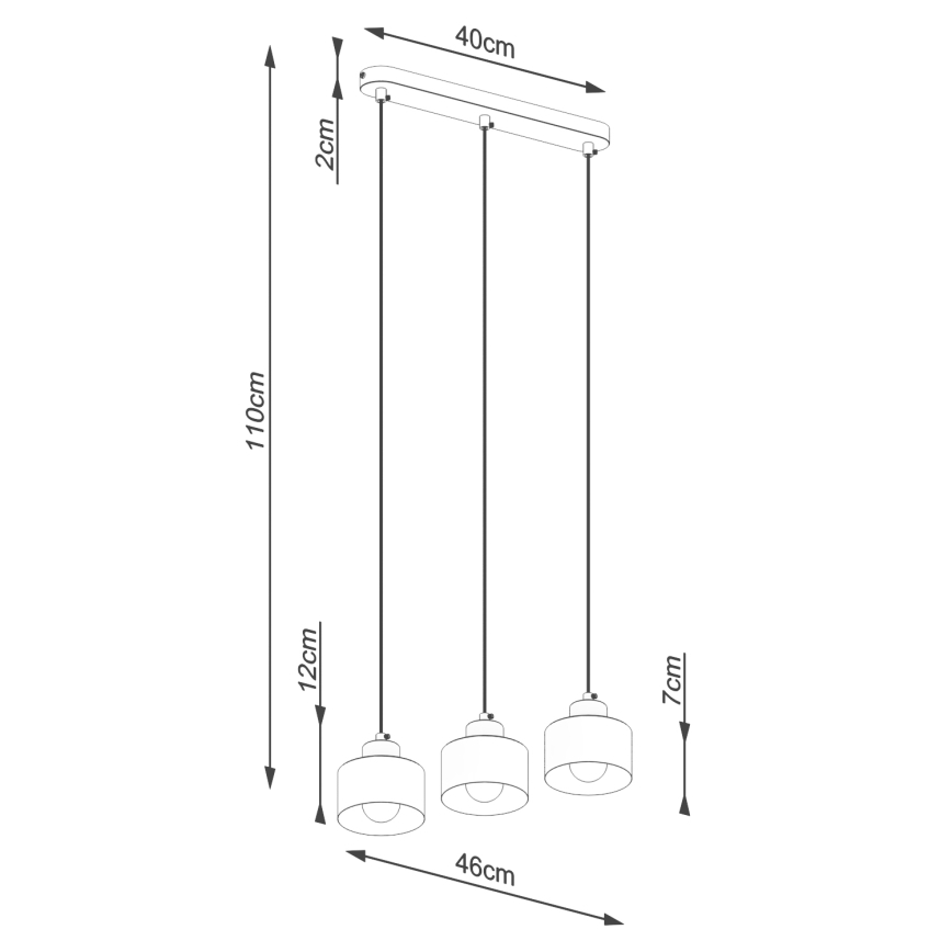 Luster na sajli SAVAR 3xE27/60W/230V crna
