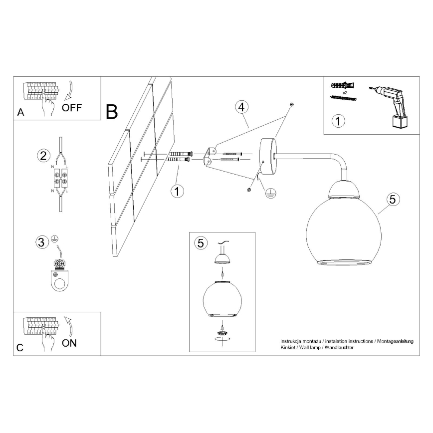 Zidna lampa ALINO 1xE27/60W/230V crna