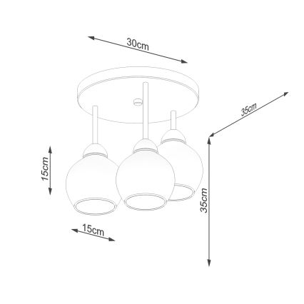 Viseći luster ALINO 3xE27/60W/230V crna