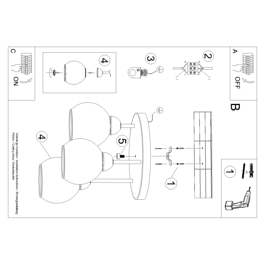 Viseći luster ALINO 3xE27/60W/230V crna