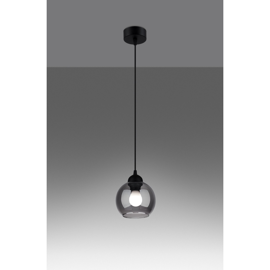 Luster na užetu ALINO 1xE27/60W/230V crna