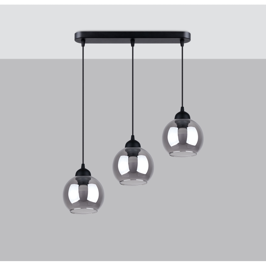 Luster na sajli ALINO 3xE27/60W/230V crna