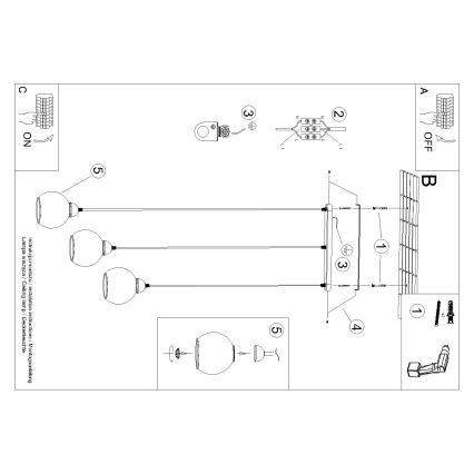 Luster na sajli ALINO 3xE27/60W/230V crna